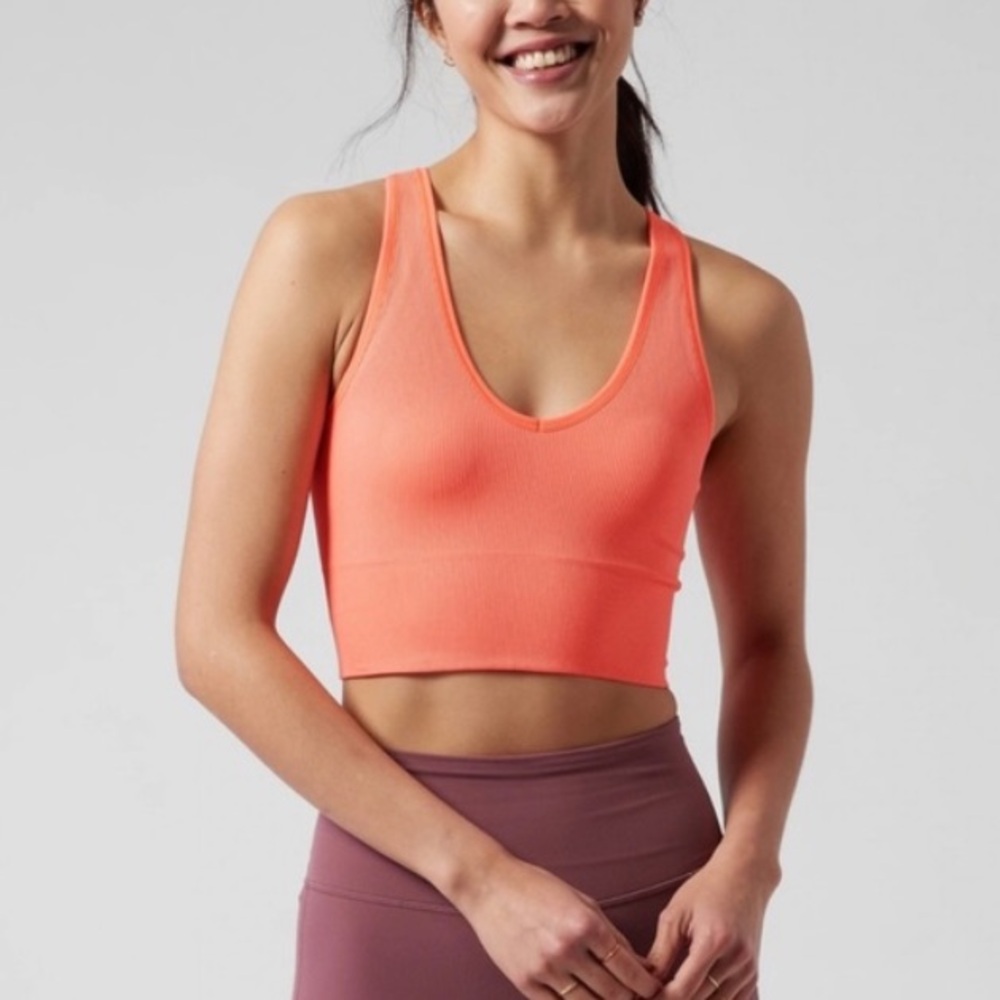 🔥 10 for $100 🔥 Athleta Aurora crop rib tank size small orange athletic tennis